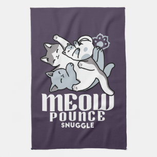 Meow Pounce Snuggle – Cute Sleeping Cats Tea Towel