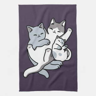 Meow Pounce Snuggle – Cute Sleeping Cats Tea Towel