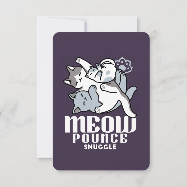 Meow Pounce Snuggle – Cute Sleeping Cats Thank You Card (Front)