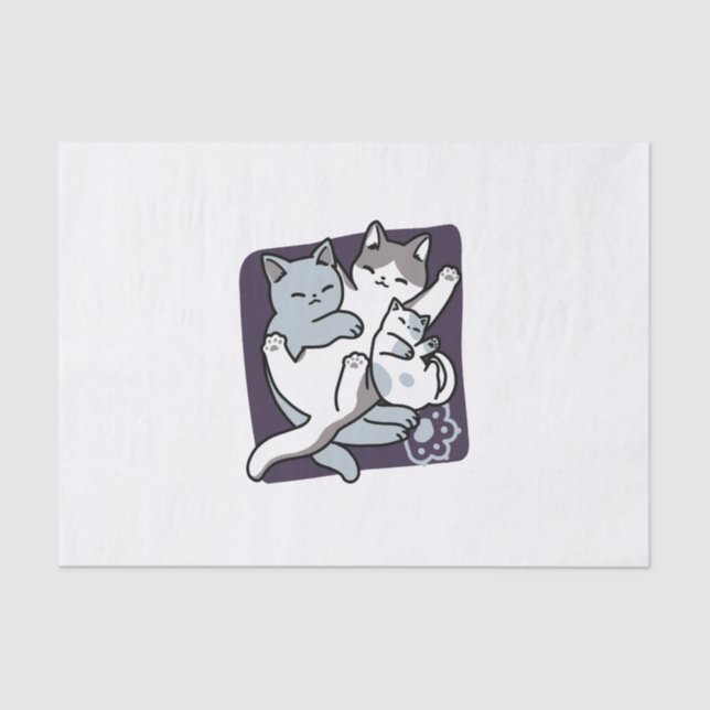 Meow Pounce Snuggle – Cute Sleeping Cats Tissue Paper (Front)