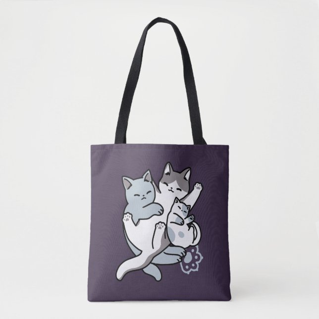 Meow Pounce Snuggle – Cute Sleeping Cats Tote Bag (Front)