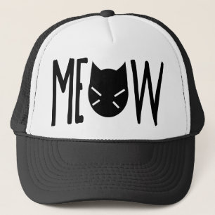 Meow - Quote With A Cat's Head Trucker Hat
