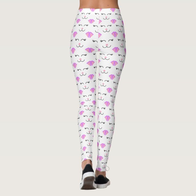 Meow Retro Kitty Cat Leggings (Back)