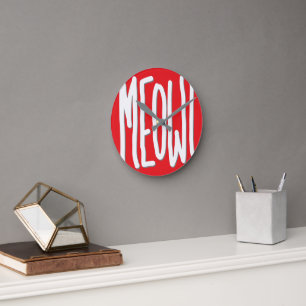 Meow! Round Clock