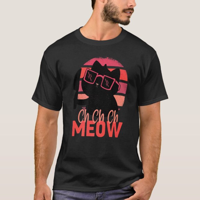 Meow Scary Halloween Cat Horror Slasher Knife T-Shirt (Front)
