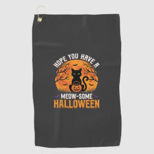 Meow-Some Halloween Black Cat Golf Towel
