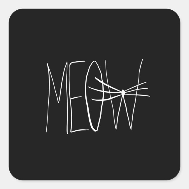 Meow Square Sticker (Front)