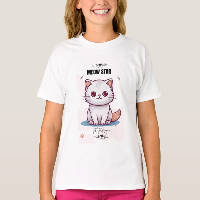 Meow Star Style Tee T-Shirt#kidstshirt (Front)