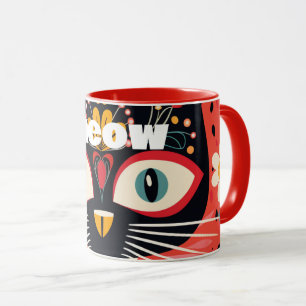 Meow-tastic Boho Retro Mid Century Floral Cat Mug