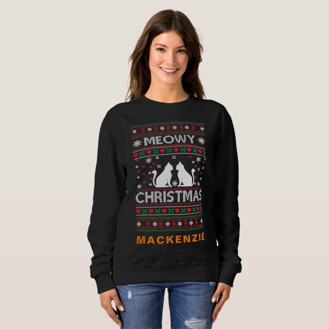Meow-tastic Holidays: Personalised Ugly Christmas Sweatshirt (Front Full)