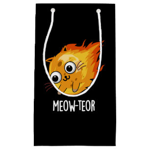Meow-teor Funny Meteor Pun Dark BG Small Gift Bag