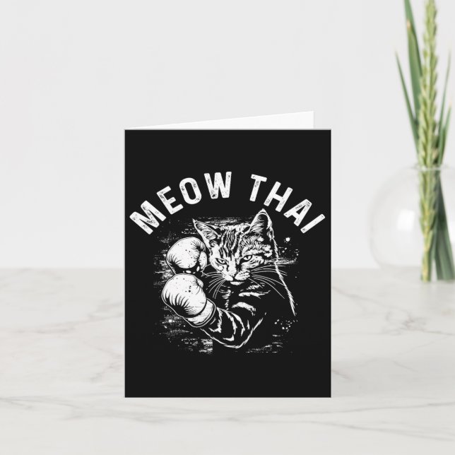 Meow Thai Funny Muay Thai Boxing Cat Martial Arts  Card (Front)