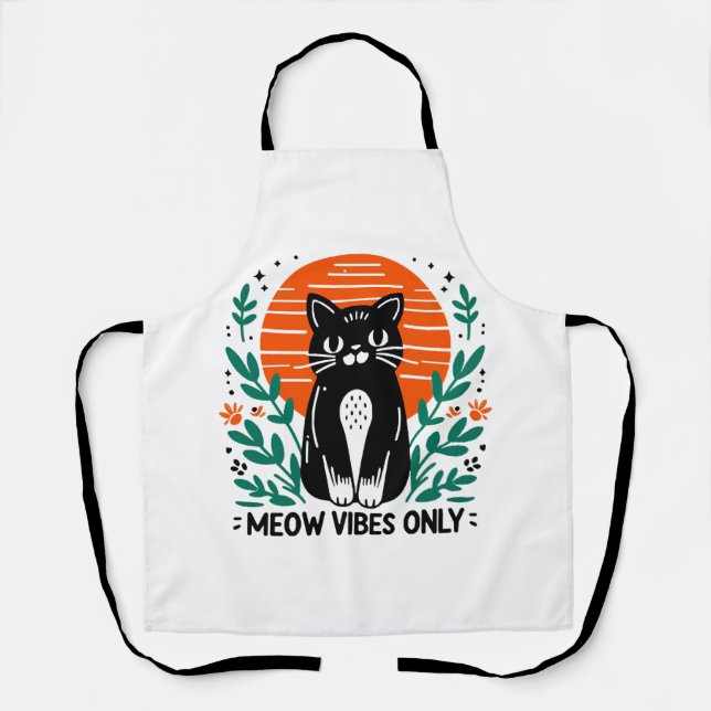 meow vibes only apron (Front)