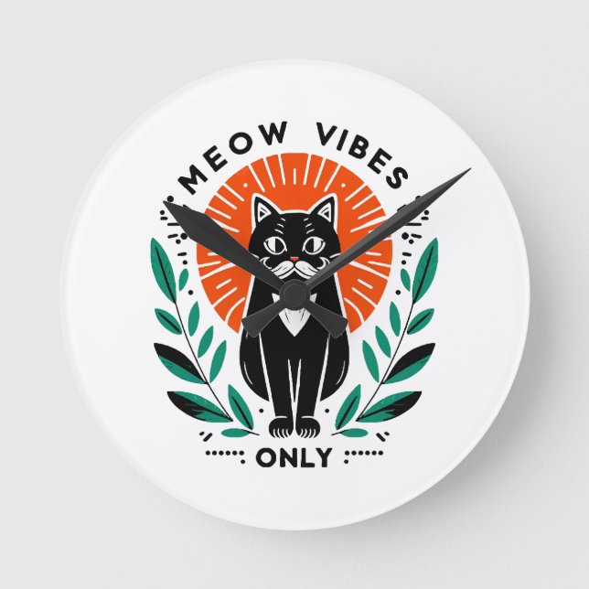 meow vibes only round clock (Front)