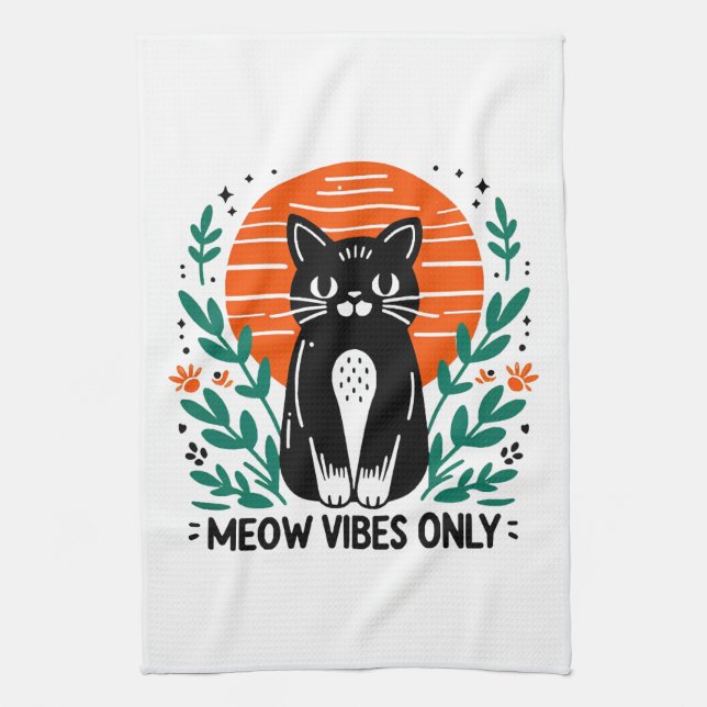 meow vibes only tea towel (Vertical)