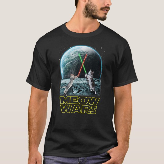 Meow Wars Ca Funny S For Cats Lovers T-Shirt (Front)