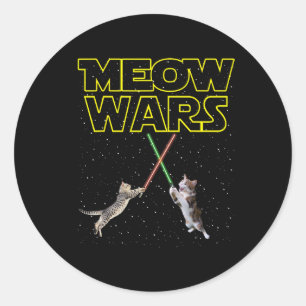 Meow Wars Cat Shirt Funny Gifts For Cats Lovers S Classic Round Sticker