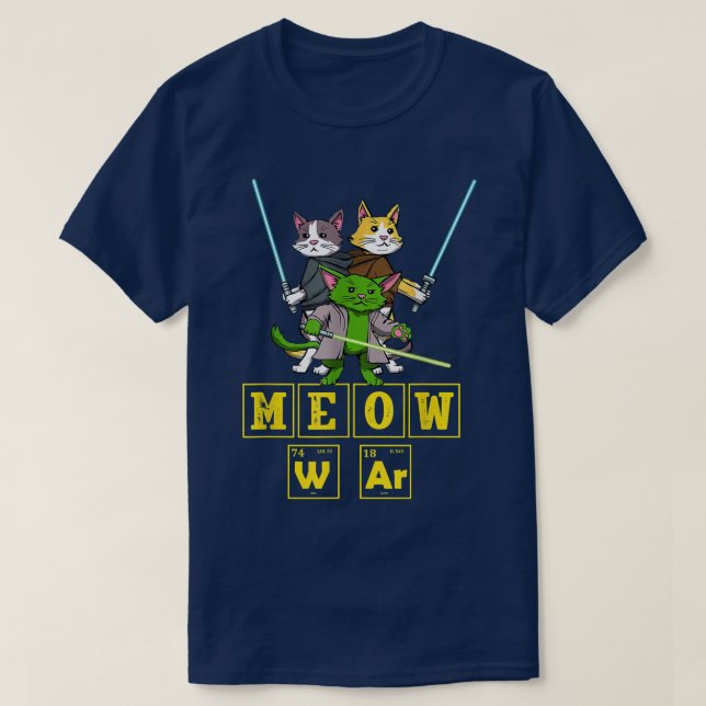 Meow Wars Funny Cat Wars  T-Shirt (Design Front)