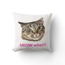 MEOW what?? throw pillow