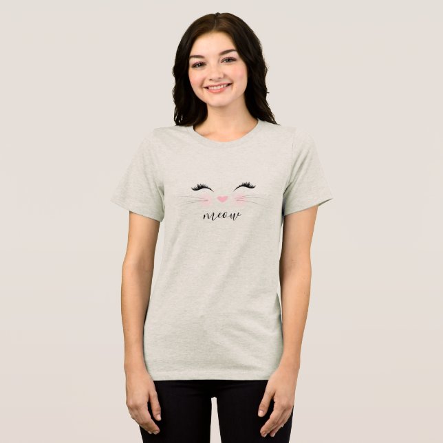 Meow Whiskers Kitty Tri-Blend Shirt (Front Full)