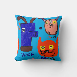 Meow Woof Doodle Pillow