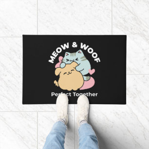 Meow & Woof Perfect Together - Cute Cat and Dog Doormat