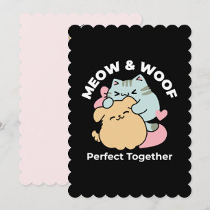 Meow & Woof Perfect Together - Cute Cat and Dog Thank You Card