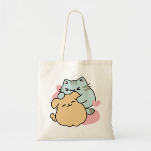 Meow & Woof Perfect Together - Cute Cat and Dog Tote Bag