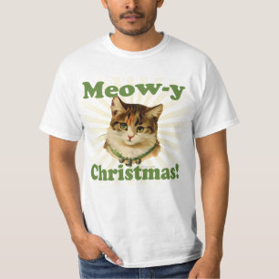 Meow-y Christmas, Cute Holiday Cat Animal T-Shirt