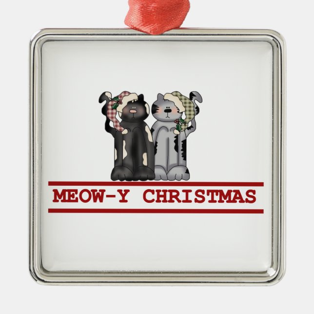 Meow-y Christmas  Keepsake Ornament (Front)
