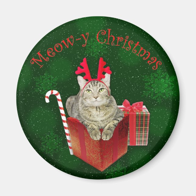 Meow-y Christmas Magnet (Front)