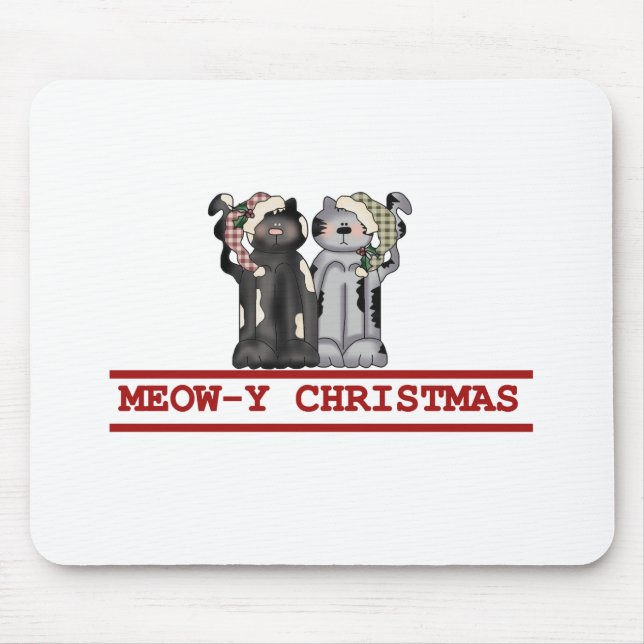 Meow-y Christmas t-shirts and Gifts Mouse Mat (Front)