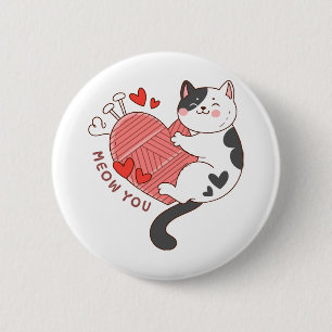 Meow You Cute Cat Valentine's Day 6 Cm Round Badge
