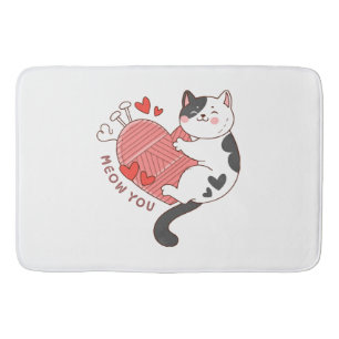 Meow You Cute Cat Valentine's Day Bath Mat