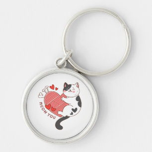 Meow You Cute Cat Valentine's Day Key Ring