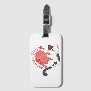 Meow You Cute Cat Valentine's Day Luggage Tag