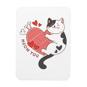 Meow You Cute Cat Valentine's Day Magnet