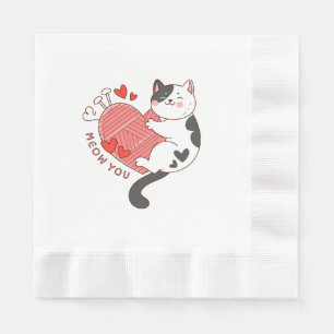 Meow You Cute Cat Valentine's Day Napkin