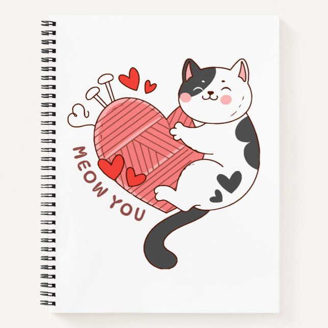 Meow You Cute Cat Valentine's Day Notebook (Front)