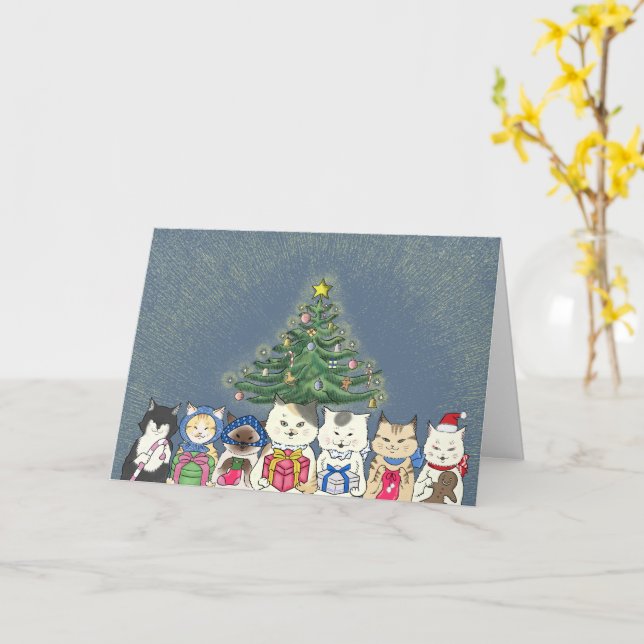 【Meowbuki Christmas Greeeting Card】 Card (Yellow Flower)