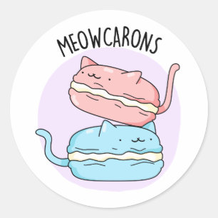 Meowcarons Funny Macaron Pun Classic Round Sticker