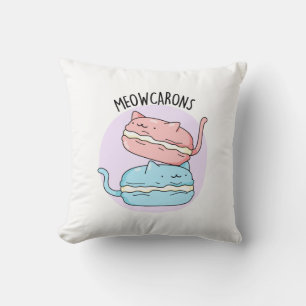 Meowcarons Funny Macaron Pun  Cushion