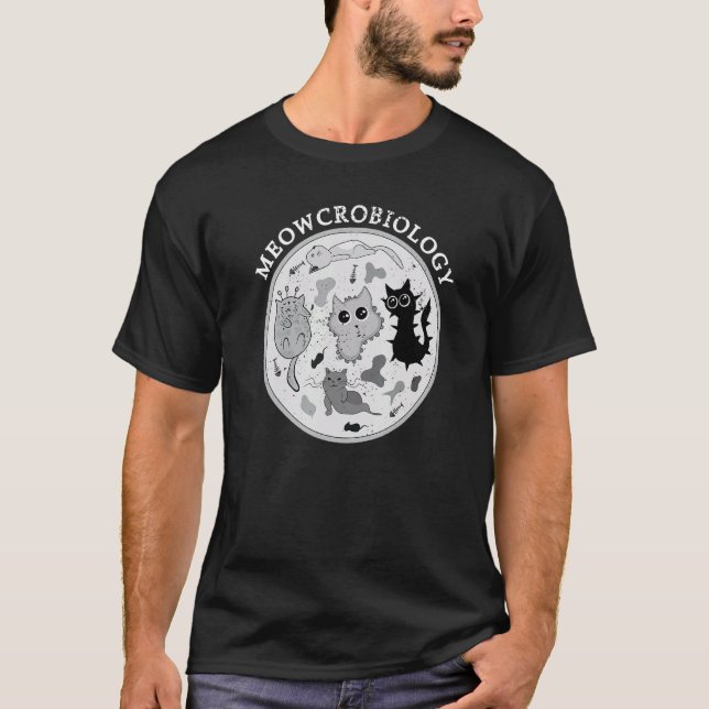 Meowcrobiology Cat Distressed Bacteria Microbiolog T-Shirt (Front)