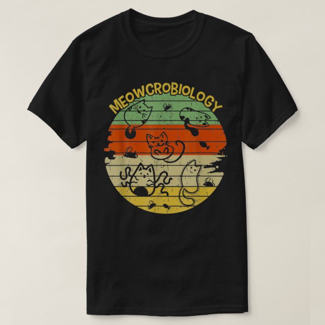 Meowcrobiology Microbiology Funny Science Cat Biol T-Shirt (Design Front)