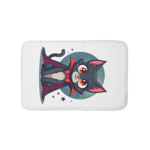 Meowcula Funny Cat Vampire Dracula Halloween Bath Mat