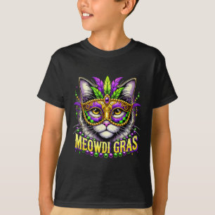 Meowdi Gras Mardi Gras Carnival Pet Kitty Meow Cat T-Shirt