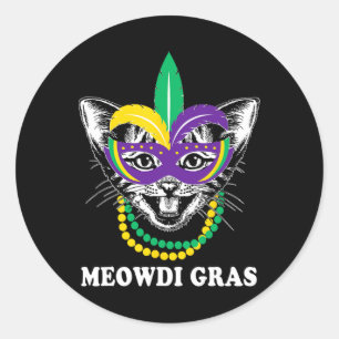 Meowdi Gras Mardi Gras Cat Lover New Orleans Louis Classic Round Sticker