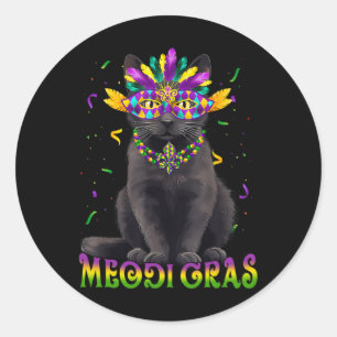 Meowdi Gras Mardi Gras Cat Lover New Orleans Louis Classic Round Sticker