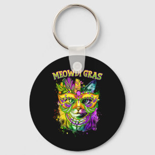 Meowdi Gras Mardi Gras Cat Lover New Orleans Louis Key Ring