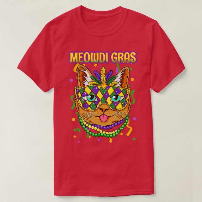 Meowdi Gras Mardi Gras Cat Lover New Orleans Louis T-Shirt (Design Front)